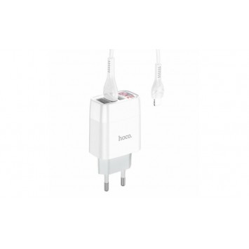 Блок питания hoco C93A / 3 USB + дисплей + кабель Lightning - USB / до 3.4 Ампер / Белый - Сетевые зарядные устройства (220 В) - изображение 1