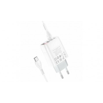Блок живлення hoco. C93A / 3 USB + дисплей + кабель Type-C-USB / до 3.4 Ампер / Білий - Мережеві ЗП (220 В) - зображення 2 