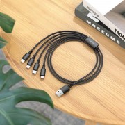 Дата кабель Borofone BX72 USB to 4in1 (Lightning/Lightning/MicroUSB/Type-C) (1m), Чорний