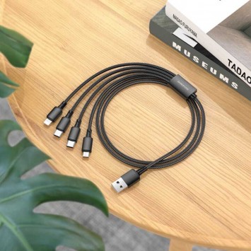 Дата кабель Borofone BX72 USB to 4in1 (Type-C/Type-C/MicroUSB/Lightning) (1m), Чорний - Combo (універсальні) - зображення 3 