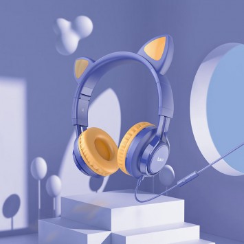 Наушники с ушками Hoco W36 Cat ear, Midnight Blue - Проводные наушники - изображение 3
