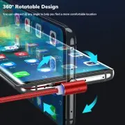Кутовий Micro USB магнітний кабель Topk, червоний