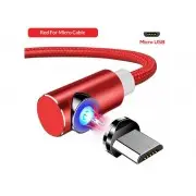 Кутовий Micro USB магнітний кабель Topk, червоний