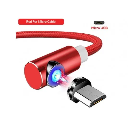 Кутовий Micro USB магнітний кабель Topk, червоний - зображення 1 