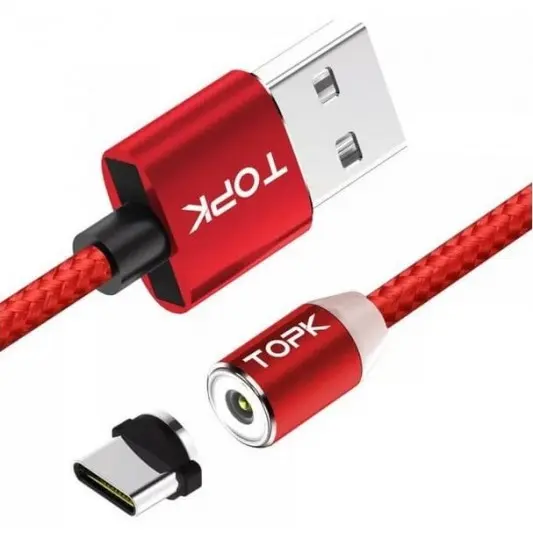Красный магнитный кабель Topk USB Type C