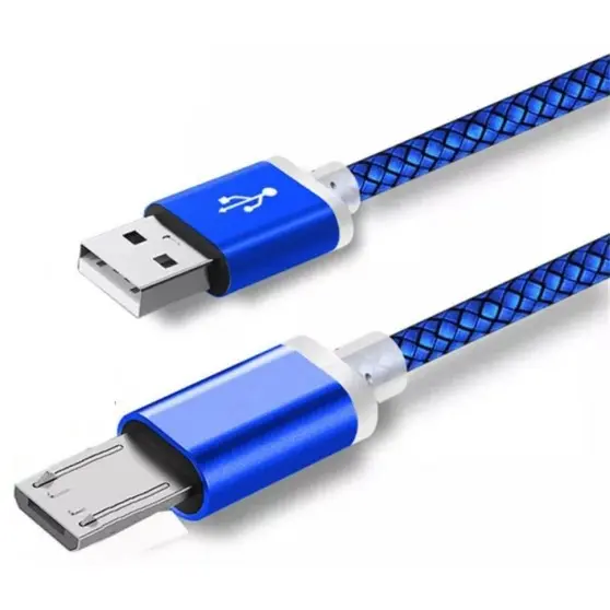 Усиленный Micro USB-кабель с долгим соединителем, синий