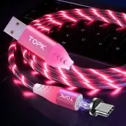Магнитный кабель Type C светящийся TOPK, розовый