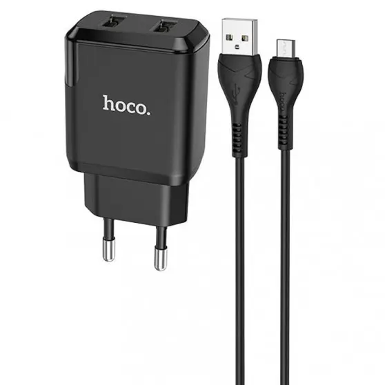 Зарядное устройство HOCO N7 (2USB/2,1A) + USB - MicroUSB (Черный)
