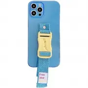 Чехол для Apple iPhone 12 Pro (6.1"") - Handfree с цветным ремешком (Синий)