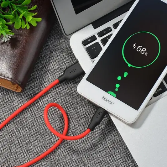 Дата кабель Hoco X21 Silicone MicroUSB Cable (1m) (Чорний/Червоний) - зображення 4 