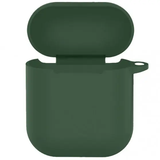 Силиконовый футляр New с карабином для наушников Airpods 1/2, Зеленый / Forest green