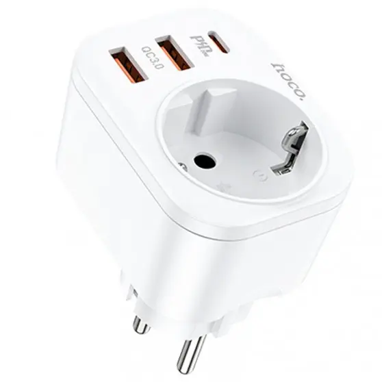 Зарядное устройство Hoco NS3 Multifunctional PD20W (2USB/1Type-C/1xSocket), White