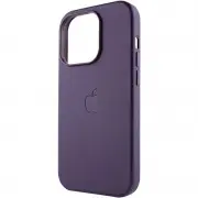 Кожаный чехол Leather Case (AAA) with MagSafe для Apple iPhone 14 Pro (6.1"), Deep Violet