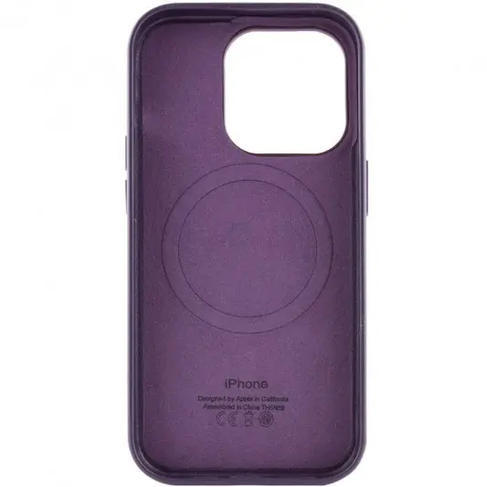 Кожаный чехол Leather Case (AAA) with MagSafe для Apple iPhone 14 Pro (6.1"), Deep Violet - изображение 3