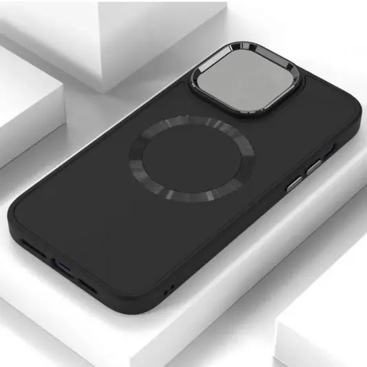TPU чохол Bonbon Metal Style with MagSafe для Apple iPhone 14 Plus (6.7"), Чорний / Black - зображення 2 