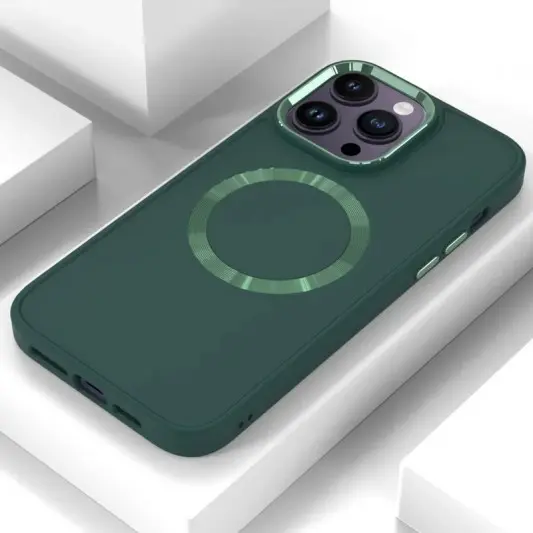 TPU чехол Bonbon Metal Style with MagSafe для Apple iPhone 14 Pro (6.1"), Зеленый / Army Green - изображение 1