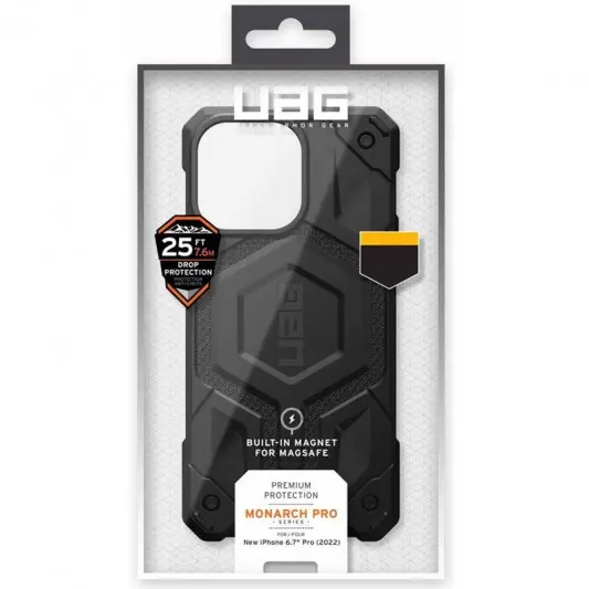 Ударопрочный чехол UAG Monarch Pro with MagSafe Leather для Apple iPhone 15 Pro (6.1"), Черный - изображение 4