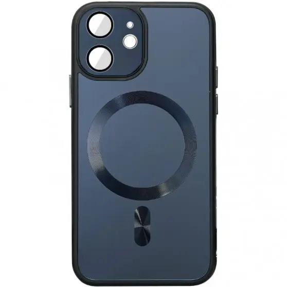Чохол TPU+Glass Sapphire Midnight with MagSafe для Apple iPhone 12 (6.1"), Чорний / Black