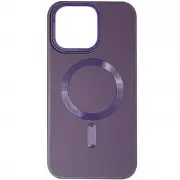Шкіряний чохол Bonbon Leather Metal Style with MagSafe Apple iPhone 14 Plus (6.7"), Фіолетовий / Dark Purple