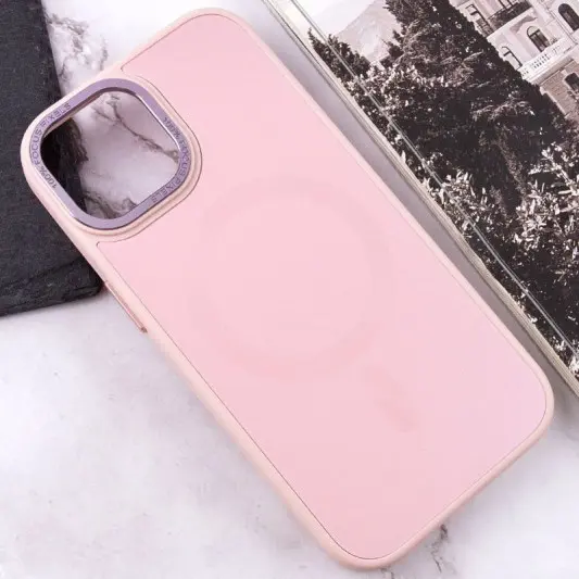 Чохол TPU+Glass Sapphire Midnight Open Camera with MagSafe для Apple iPhone 15 (6.1"), Рожевий / Pink Sand - зображення 4 