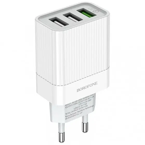 Зарядное устройство для телефона - Borofone BA40A Speedway three-Port QC3.0 Белый