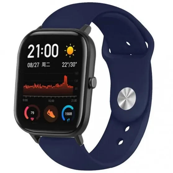 Силіконовий ремінець Amazfit Bip/Bip U/Bip U Pro/Bip S/Samsung, 20 мм - Sport, Темно-синій / Midnight blue