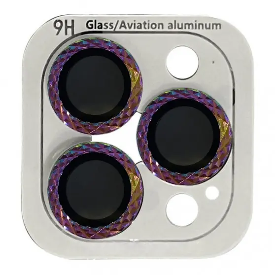 Захисне скло на камеру для iPhone 12 Pro / 11 Pro / 11 Pro Max - Metal Shine, Бузковий / Rainbow