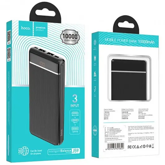 Портативное зарядное устройство Power Bank Hoco J59 Famous 10000 mAh Черный - изображение 5