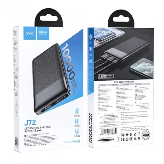 Портативное зарядное устройство Power Bank Hoco J72 10000 mAh Черный - изображение 5