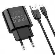 Зарядний пристрій для телефона - Borofone BA63A Richy + MicroUSB Чорний
