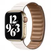 Шкіряний ремінець для Apple watch 38/40/41 mm (Series SE/7/6/5/4/3/2/1) Leather Link (Білий / Chalk)