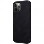 Шкіряний чохол (книжка) Nillkin Qin Series для Apple iPhone 12 Pro / 12 (6.1"") (Чорний)