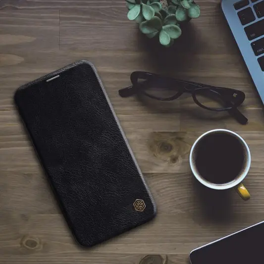 Шкіряний чохол (книжка) Nillkin Qin Series для Apple iPhone 12 Pro / 12 (6.1"") (Чорний) - зображення 4 