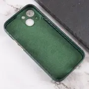 Шкіряний чохол для iPhone 13 Leather Case Carbon series (Зелений)