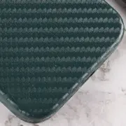 Шкіряний чохол для iPhone 13 Leather Case Carbon series (Зелений)