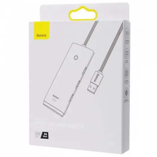 Переходник HUB Baseus Lite Series 4in1 (USB-A to 4xUSB 3.0) 1m (WKQX03), Black - изображение 4