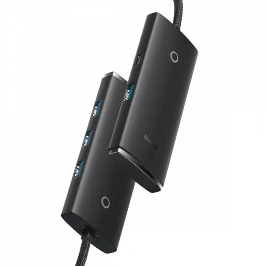 Переходник HUB Baseus Lite Series 4in1 (USB-A to 4xUSB 3.0) 1m (WKQX03), Black - изображение 3