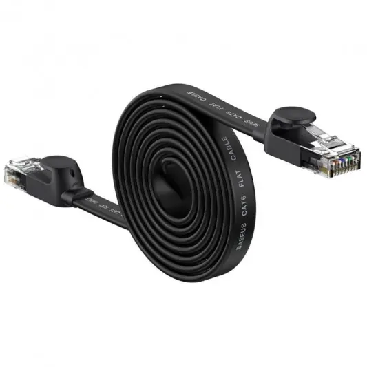 Кабель (патч-корд) Baseus High Speed Six types of RJ45 Gigabit network (2m) (WKJS000101), Чорний - зображення 1 