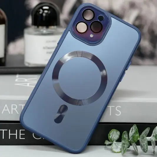 Чехол TPU+Glass Sapphire Midnight with MagSafe для Apple iPhone 15 Pro (6.1"), Синий / Deep navy - изображение 1