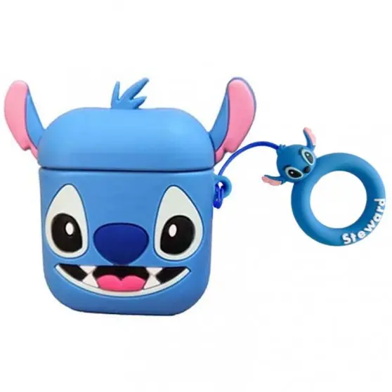 Силиконовый футляр Cartoons&Heroes для наушников AirPods 1/2 + кольцо, Стич