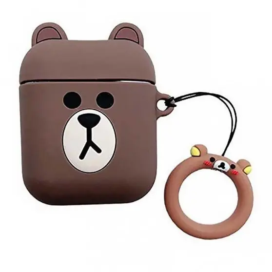 Силиконовый футляр Cartoons&Heroes для наушников AirPods 1/2 + кольцо, Мишка