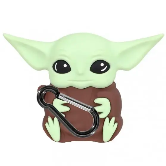 Силиконовый футляр Cartoons&Heroes для наушников AirPods 1/2 + карабин, Грогу коричневый