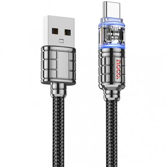 USB кабель Hoco U122 Lantern Transparent Discovery Edition USB to Type-C, Black