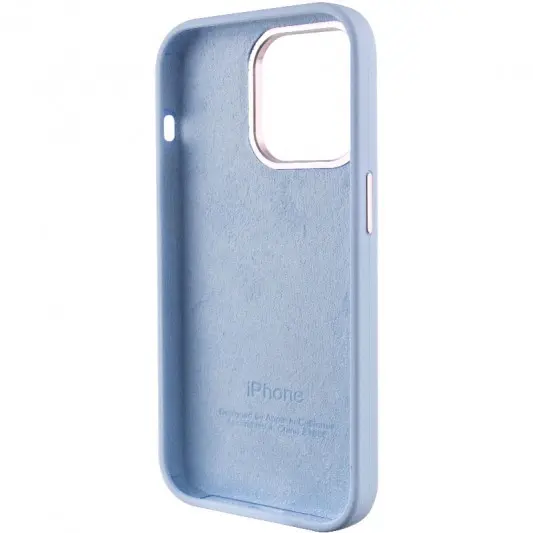 Чехол Silicone Case Metal Buttons (AA) для Apple iPhone 14 Pro Max (6.7"), Голубой / Cloud Blue - изображение 5