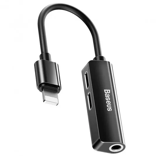Переходник Baseus 3-в-1 Lightning Male на Dual Lightning & 3.5mm Female Adapter L52 (CALL52-0)