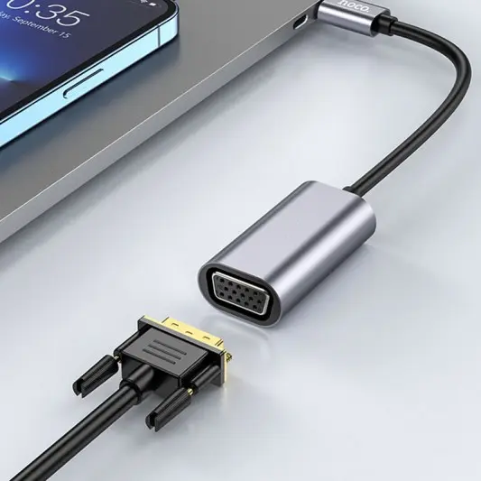 Переходник Hoco UA21 Origin Type-C to VGA, Metal gray - изображение 6