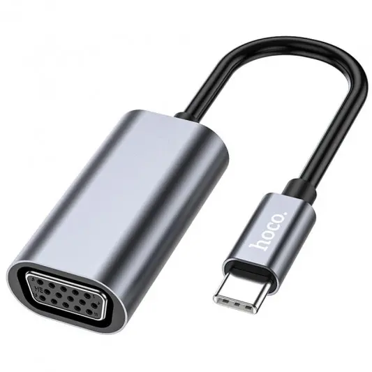 Переходник Hoco UA21 Origin Type-C to VGA, Metal gray