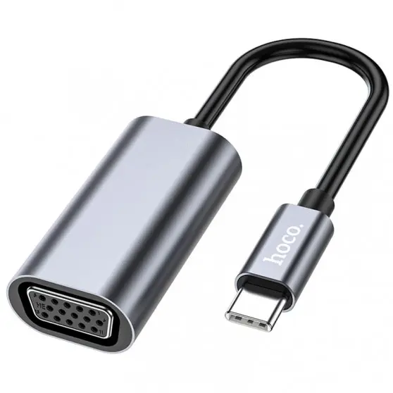 Переходник Hoco UA21 Origin Type-C to VGA, Metal gray