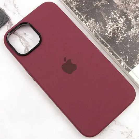 Чохол Silicone Case Metal Buttons (AA) для Apple iPhone 14 (6.1"), Бордовий / Plum - зображення 7 