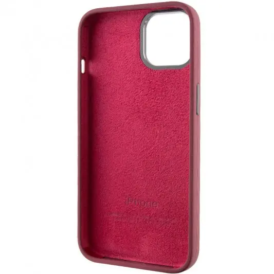 Чохол Silicone Case Metal Buttons (AA) для Apple iPhone 14 (6.1"), Бордовий / Plum - зображення 4 